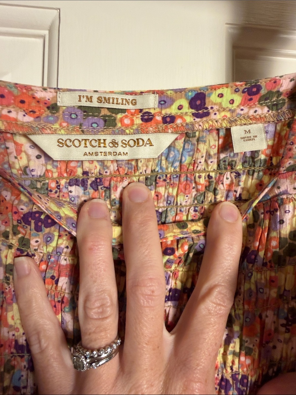 Scotch & Soda Strappy Pink Floral Maxi Dress with Smocked Bodice - Picture 6 of 7